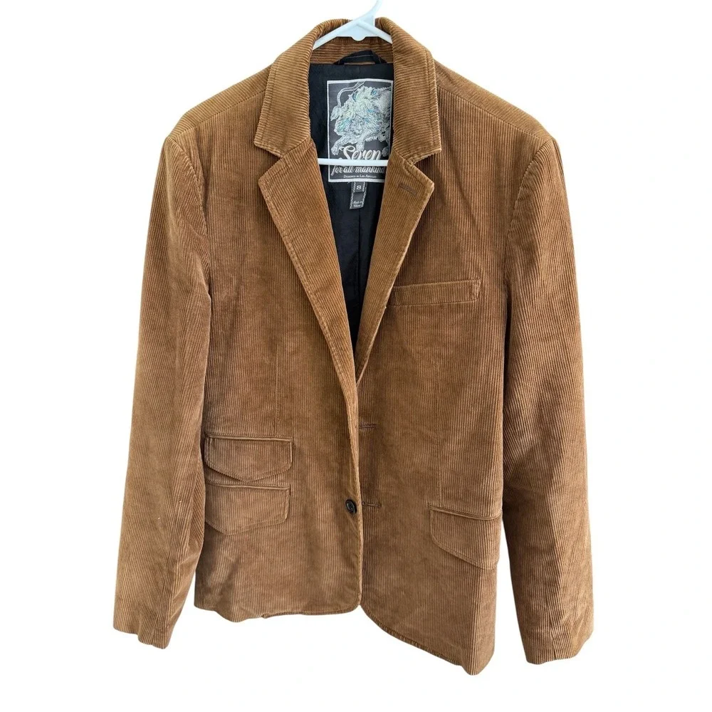 Seven For All Mankind Corduroy‎ Blazer Jacket Men's Size Small Brown